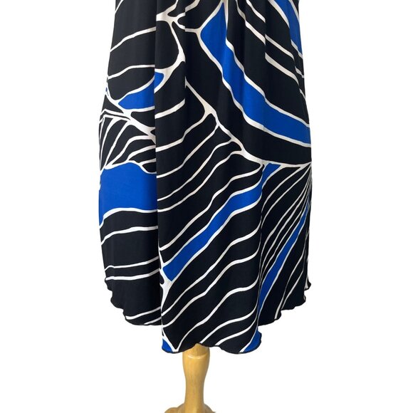 La Belle Halter Dress Womens Small Blue Black Short Padded Summer - Picture 3 of 8